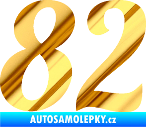 Samolepka Startovní číslo 82 typ 3   chrom fólie zlatá zrcadlová