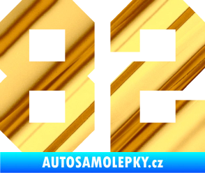 Samolepka Startovní číslo 82 chrom fólie zlatá zrcadlová