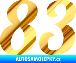 Samolepka Startovní číslo 83 typ 3   chrom fólie zlatá zrcadlová