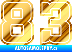 Samolepka Startovní číslo 83 typ 5 chrom fólie zlatá zrcadlová
