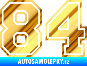 Samolepka Startovní číslo 84 typ 4 chrom fólie zlatá zrcadlová