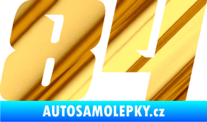 Samolepka Startovní číslo 84 typ 6 chrom fólie zlatá zrcadlová