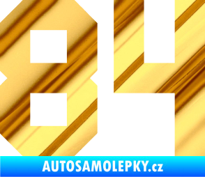 Samolepka Startovní číslo 84 chrom fólie zlatá zrcadlová