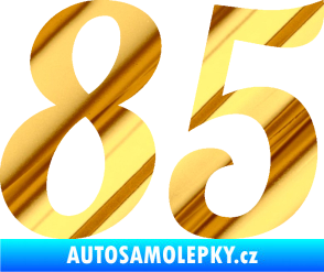 Samolepka Startovní číslo 85 typ 3   chrom fólie zlatá zrcadlová