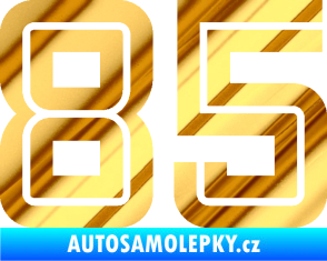 Samolepka Startovní číslo 85 typ 7 chrom fólie zlatá zrcadlová