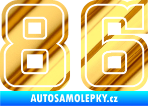 Samolepka Startovní číslo 86 typ 5 chrom fólie zlatá zrcadlová