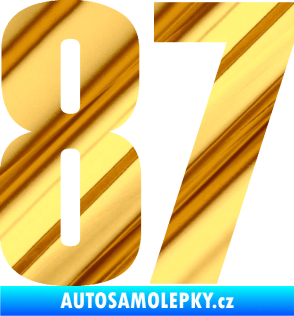Samolepka Startovní číslo 87 typ 2       chrom fólie zlatá zrcadlová