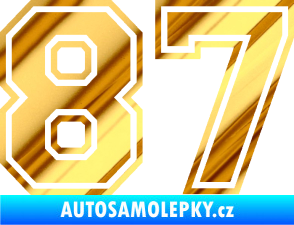 Samolepka Startovní číslo 87 typ 4 chrom fólie zlatá zrcadlová
