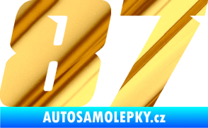 Samolepka Startovní číslo 87 typ 6 chrom fólie zlatá zrcadlová