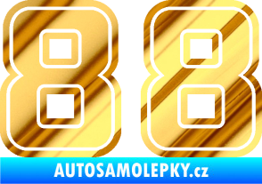 Samolepka Startovní číslo 88 typ 5 chrom fólie zlatá zrcadlová