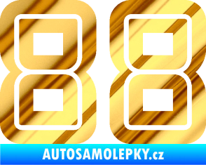 Samolepka Startovní číslo 88 typ 7 chrom fólie zlatá zrcadlová