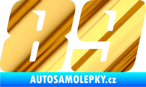 Samolepka Startovní číslo 89 typ 6 chrom fólie zlatá zrcadlová