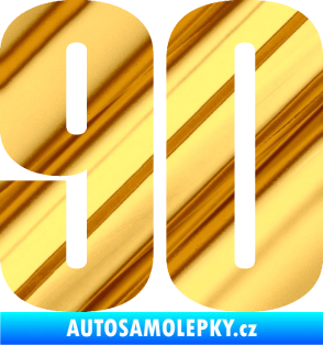 Samolepka Startovní číslo 90 typ 2          chrom fólie zlatá zrcadlová
