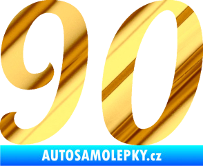 Samolepka Startovní číslo 90 typ 3   chrom fólie zlatá zrcadlová