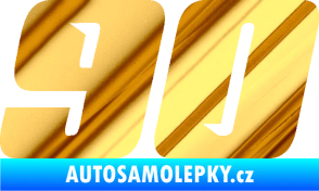 Samolepka Startovní číslo 90 typ 6 chrom fólie zlatá zrcadlová