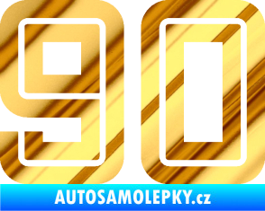 Samolepka Startovní číslo 90 typ 7 chrom fólie zlatá zrcadlová