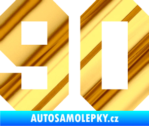 Samolepka Startovní číslo 90 chrom fólie zlatá zrcadlová