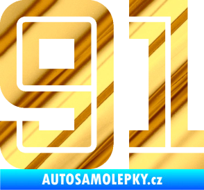 Samolepka Startovní číslo 91 typ 7 chrom fólie zlatá zrcadlová