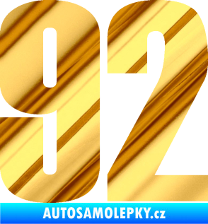 Samolepka Startovní číslo 92 typ 2  chrom fólie zlatá zrcadlová