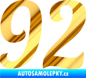 Samolepka Startovní číslo 92 typ 3   chrom fólie zlatá zrcadlová
