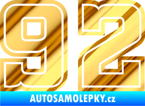 Samolepka Startovní číslo 92 typ 5 chrom fólie zlatá zrcadlová
