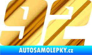 Samolepka Startovní číslo 92 typ 6 chrom fólie zlatá zrcadlová