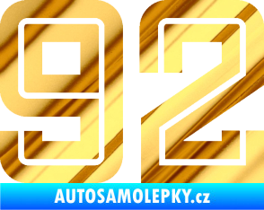 Samolepka Startovní číslo 92 typ 7 chrom fólie zlatá zrcadlová