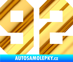 Samolepka Startovní číslo 92 chrom fólie zlatá zrcadlová
