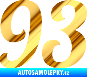 Samolepka Startovní číslo 93 typ 3   chrom fólie zlatá zrcadlová