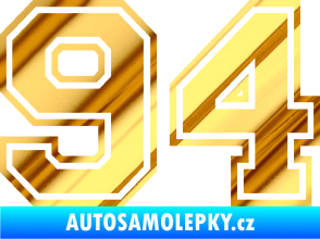 Samolepka Startovní číslo 94 typ 4 chrom fólie zlatá zrcadlová