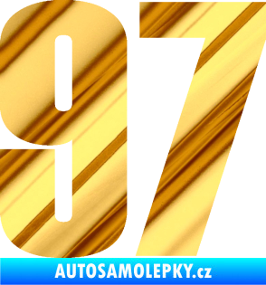Samolepka Startovní číslo 97 typ 2 chrom fólie zlatá zrcadlová