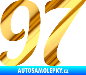 Samolepka Startovní číslo 97 typ 3   chrom fólie zlatá zrcadlová
