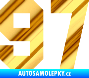 Samolepka Startovní číslo 97 chrom fólie zlatá zrcadlová