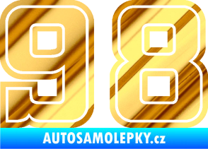 Samolepka Startovní číslo 98 typ 5 chrom fólie zlatá zrcadlová