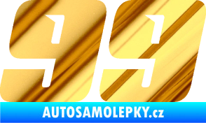 Samolepka Startovní číslo 99 typ 6 chrom fólie zlatá zrcadlová