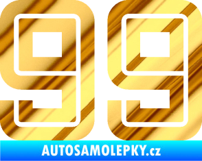 Samolepka Startovní číslo 99 typ 7 chrom fólie zlatá zrcadlová