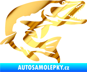Samolepka Štika 001 pravá chrom fólie zlatá zrcadlová