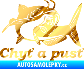 Samolepka Sumec 002 chyť a pusť pravá chrom fólie zlatá zrcadlová