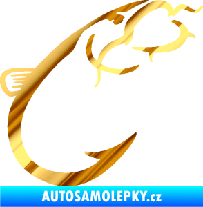 Samolepka Sumec 003 pravá chrom fólie zlatá zrcadlová
