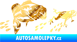 Samolepka Sumec 005 levá se žábou chrom fólie zlatá zrcadlová