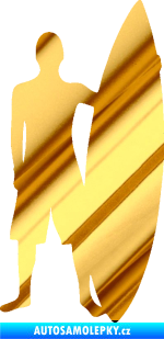 Samolepka Surfař 002 pravá chrom fólie zlatá zrcadlová