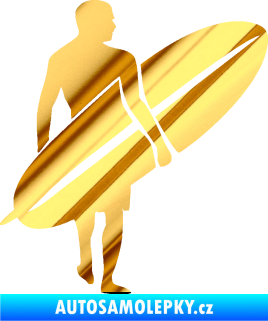 Samolepka Surfař 004 pravá chrom fólie zlatá zrcadlová