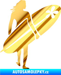 Samolepka Surfařka 003 pravá chrom fólie zlatá zrcadlová