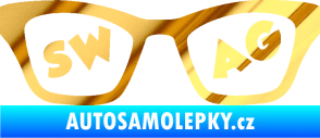 Samolepka Swag nápis v brýlích chrom fólie zlatá zrcadlová