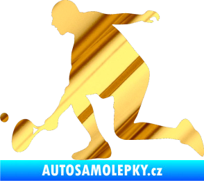 Samolepka Tenista 003 levá chrom fólie zlatá zrcadlová