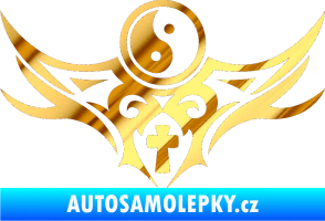 Samolepka Tetování 115 Jin a jang chrom fólie zlatá zrcadlová