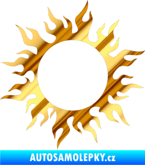 Samolepka Tetování 116 slunce s plameny chrom fólie zlatá zrcadlová