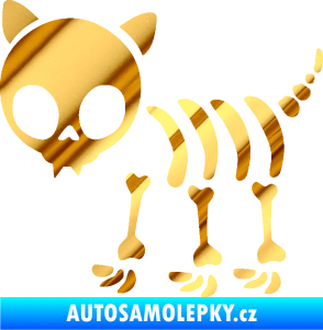 Samolepka The Bone Family Kočička chrom fólie zlatá zrcadlová