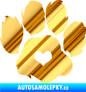 Samolepka Tlapka 006 pravá chrom fólie zlatá zrcadlová