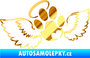 Samolepka Tlapka 010 andělíček levá chrom fólie zlatá zrcadlová